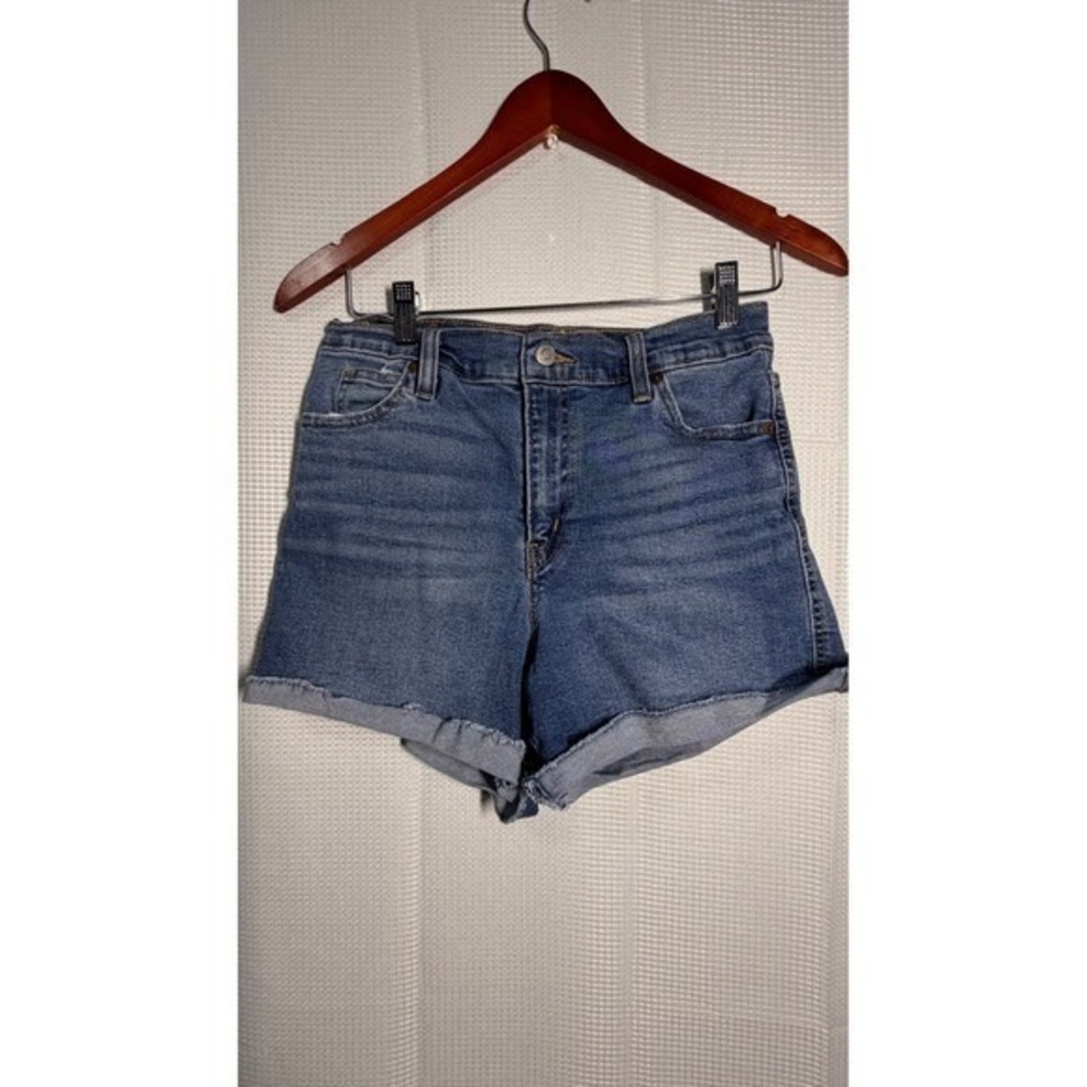 Signature by Levi Strauss Denim Shorts 2/W26 Blue High Rise Raw Hem